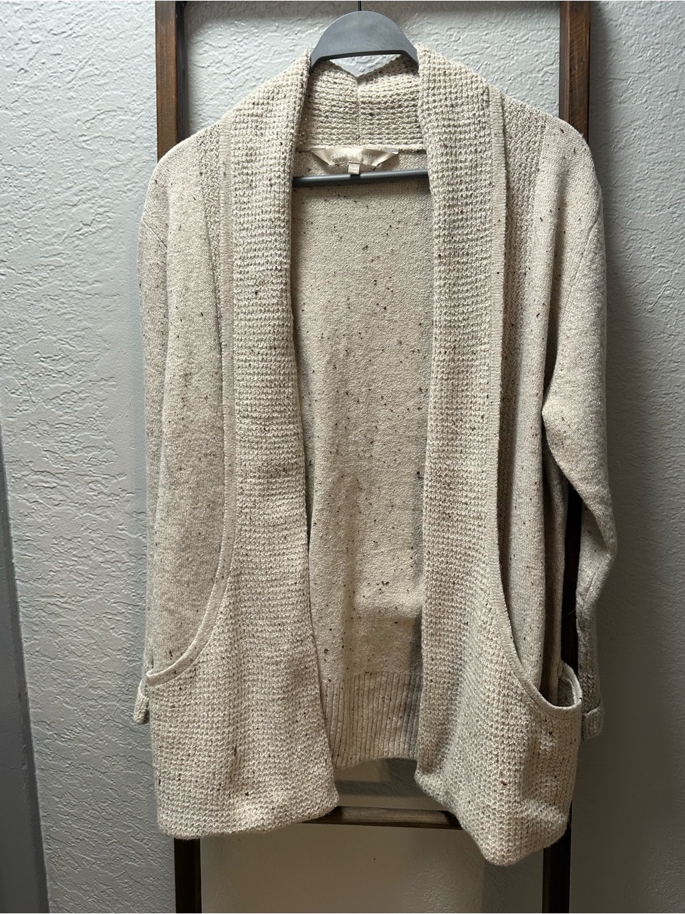 Jasmine Speckled Shawl-Collar Cream Cardigan